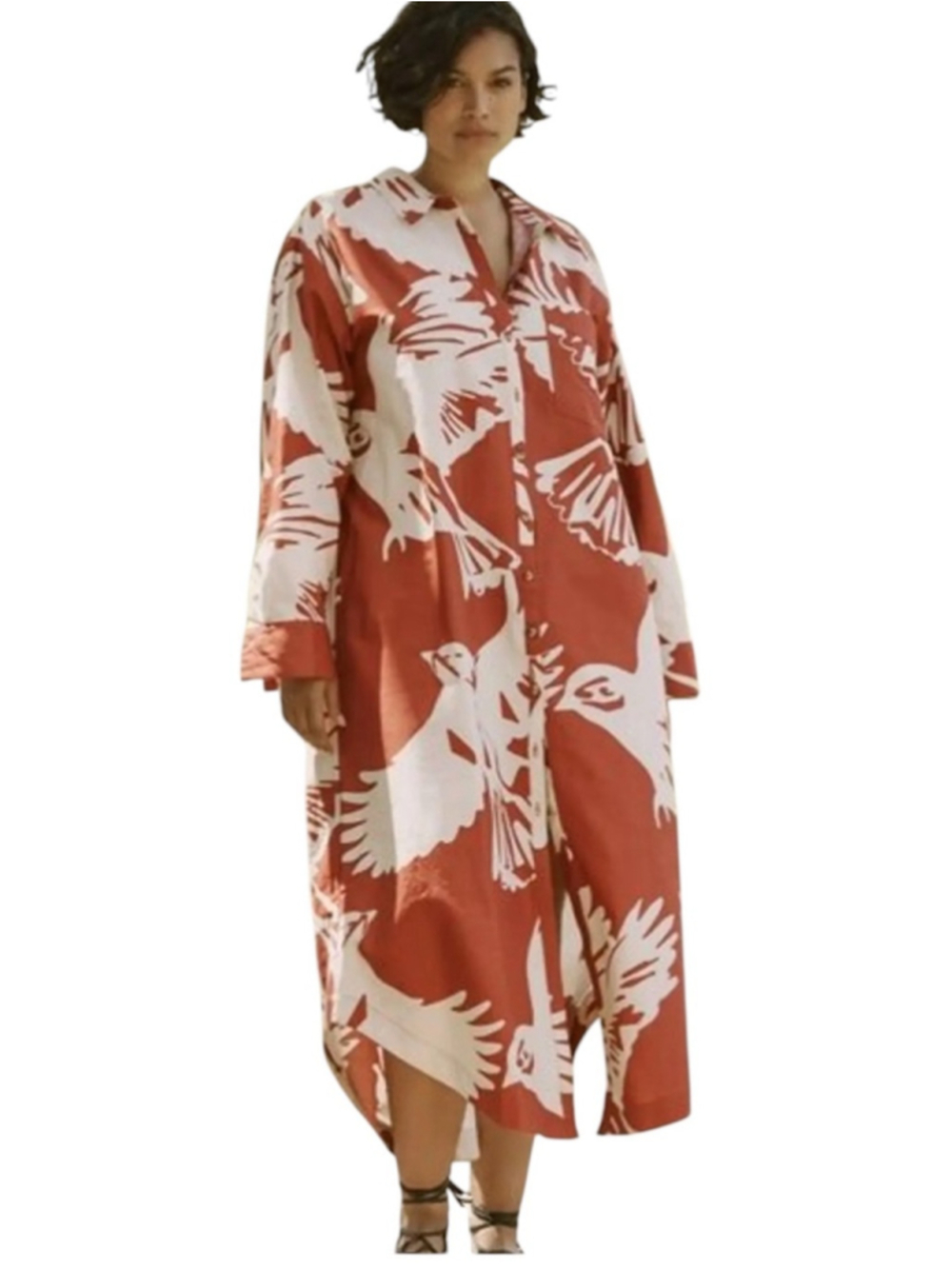 ANTHROPOLOGIE Maeve Soren Long Sleeve Shirt Dress in Sz L